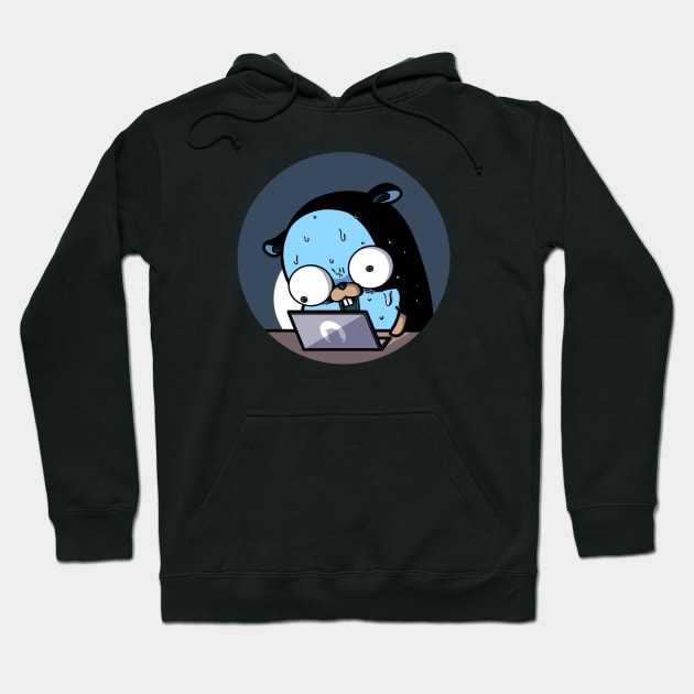 Golang Gopher Go Scared Hoodie by clgtart